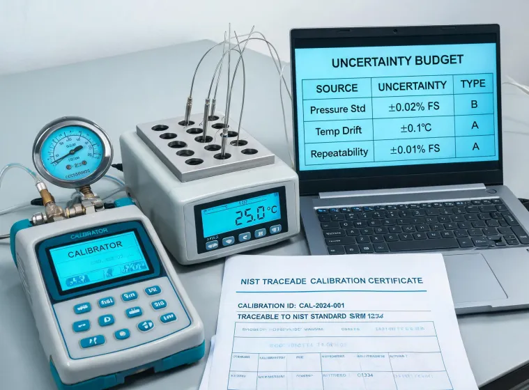 Ametek calibration bench with pressure and temperature instruments
